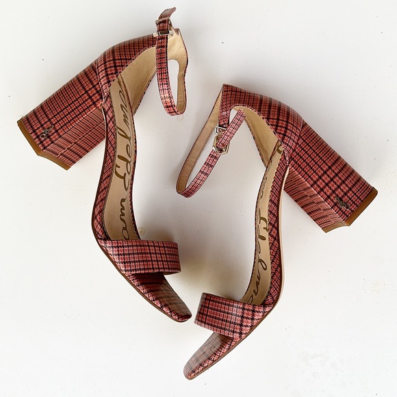 Sam Edelman Daniella Plaid Houndstooth Print Heels Sandals Open Toe Ankle Strap - Picture 3 of 8